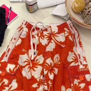 EXIST Orange & White Floral Swim /board Shorts
